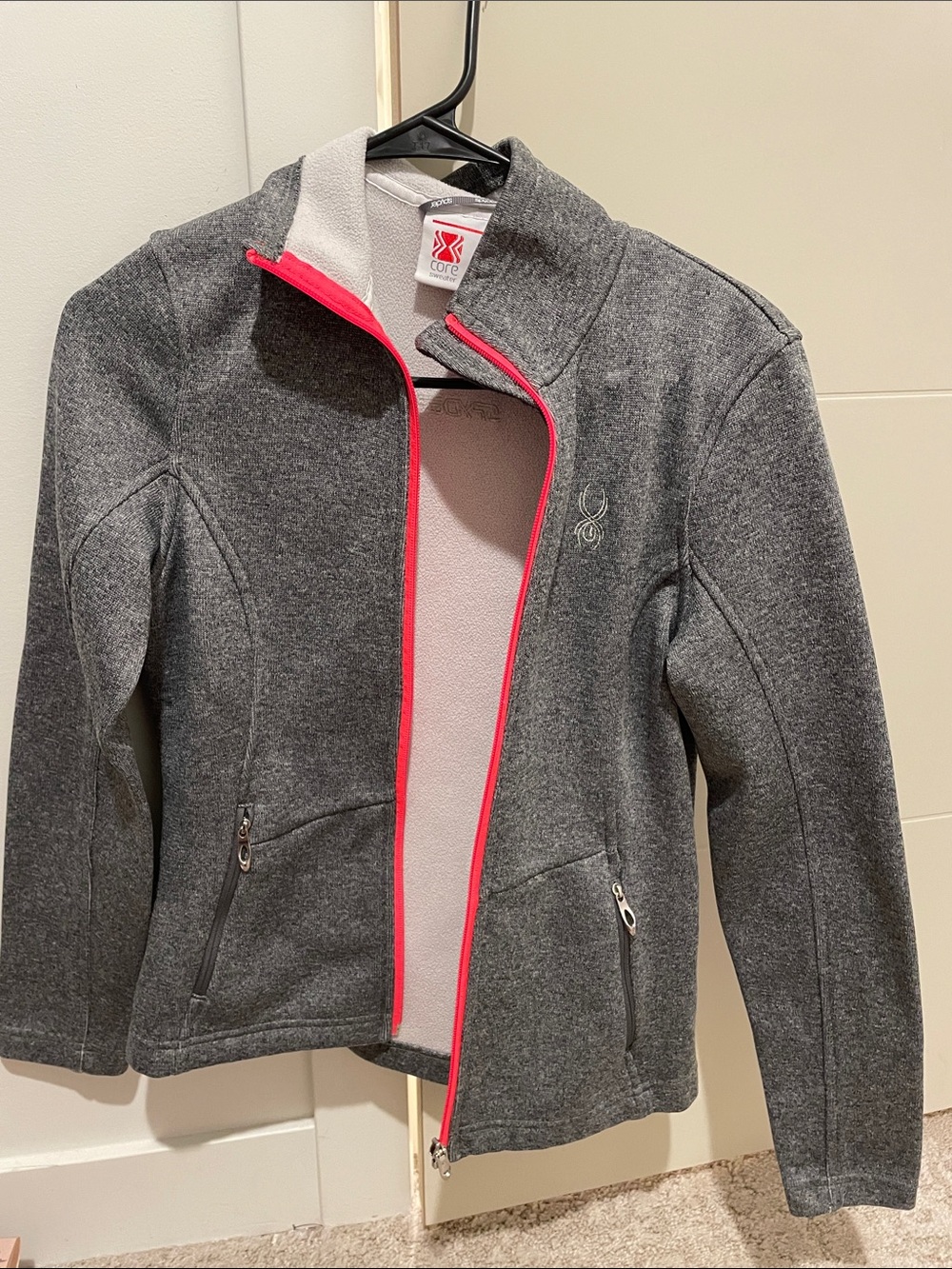 Spyder Gray Fleece Jacket with Pink Zipper Trim